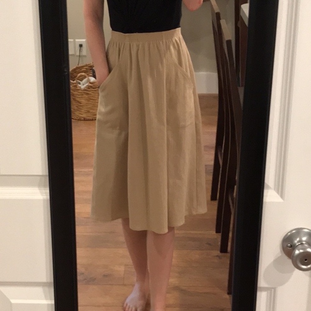 Tan A-Line Skirt (Elastic Waist)